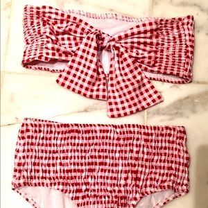 New with out tags red gingham bandeau bikini